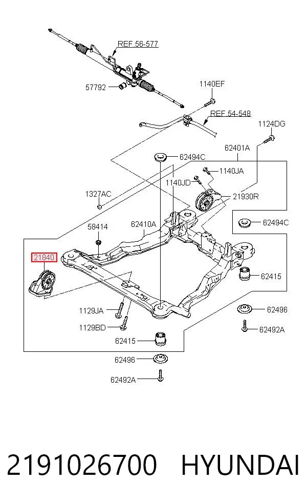 Poduszka (podpora) silnika przednia 2191026700 Hyundai/Kia