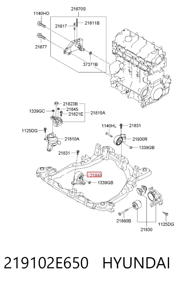 Poduszka (podpora) silnika przednia 219102E650 Hyundai/Kia