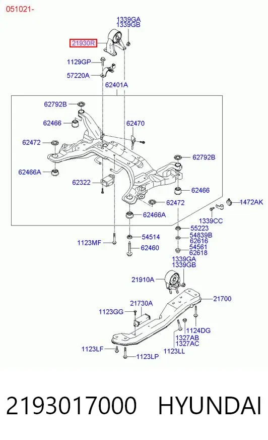 Poduszka (podpora) silnika tylna 2193017000 Hyundai/Kia
