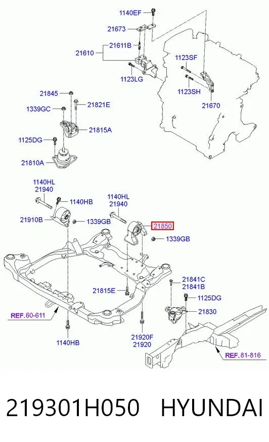 Poduszka (podpora) silnika tylna 219301H050 Hyundai/Kia
