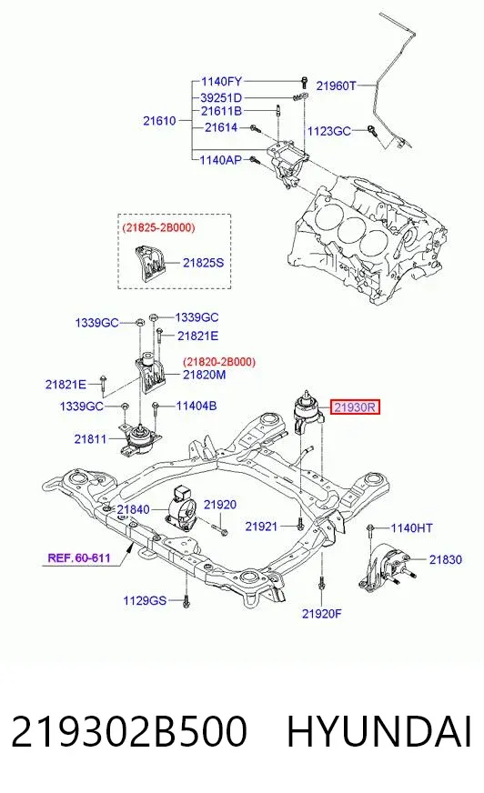 Poduszka (podpora) silnika tylna 219302B500 Hyundai/Kia