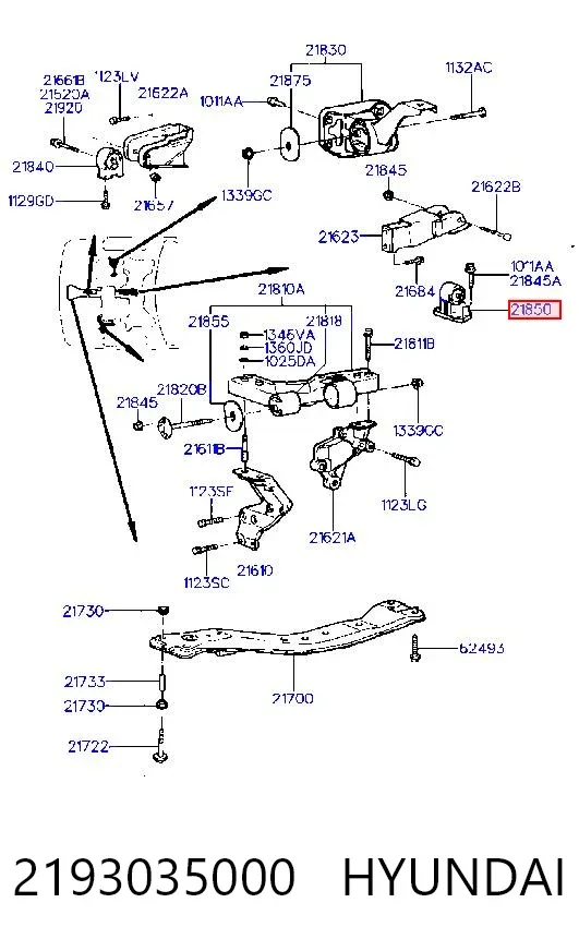 Poduszka (podpora) silnika tylna 2193035000 Hyundai/Kia