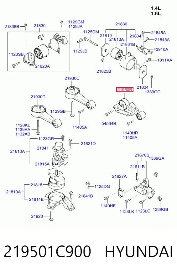 Poduszka (podpora) silnika lewa 219501C900 Hyundai/Kia
