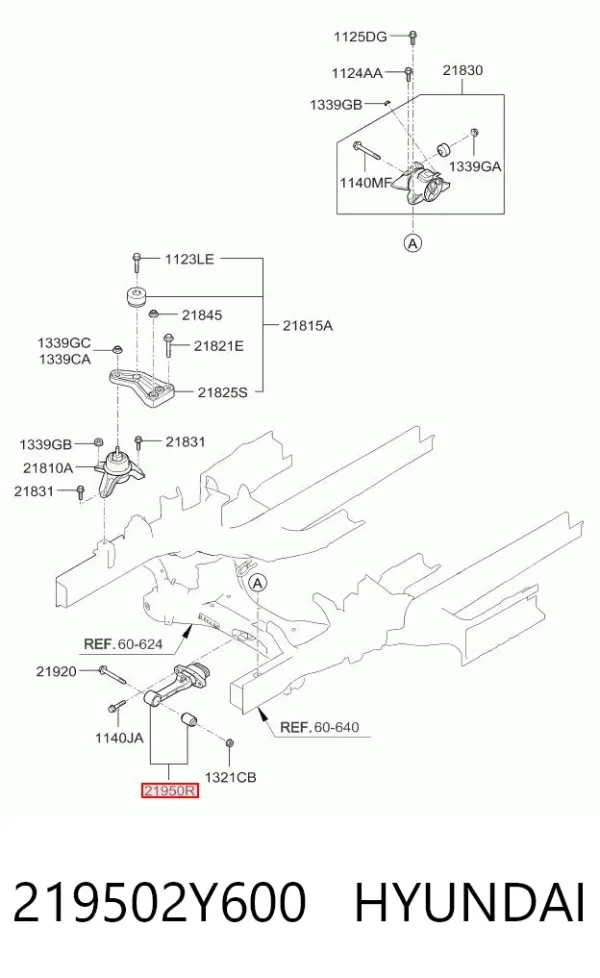 Poduszka (podpora) silnika tylna 219502Y600 Hyundai/Kia