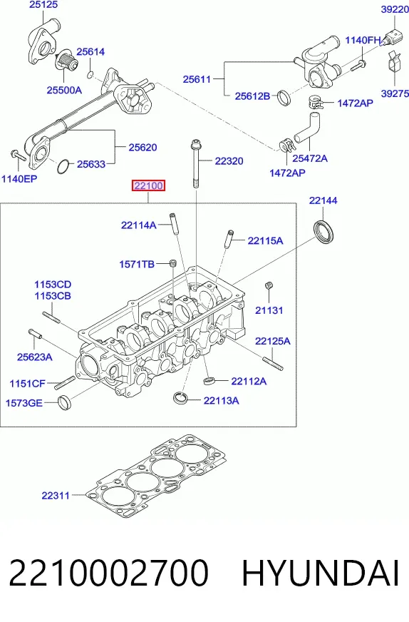 Głowica cylindrów Hyundai I10 PA