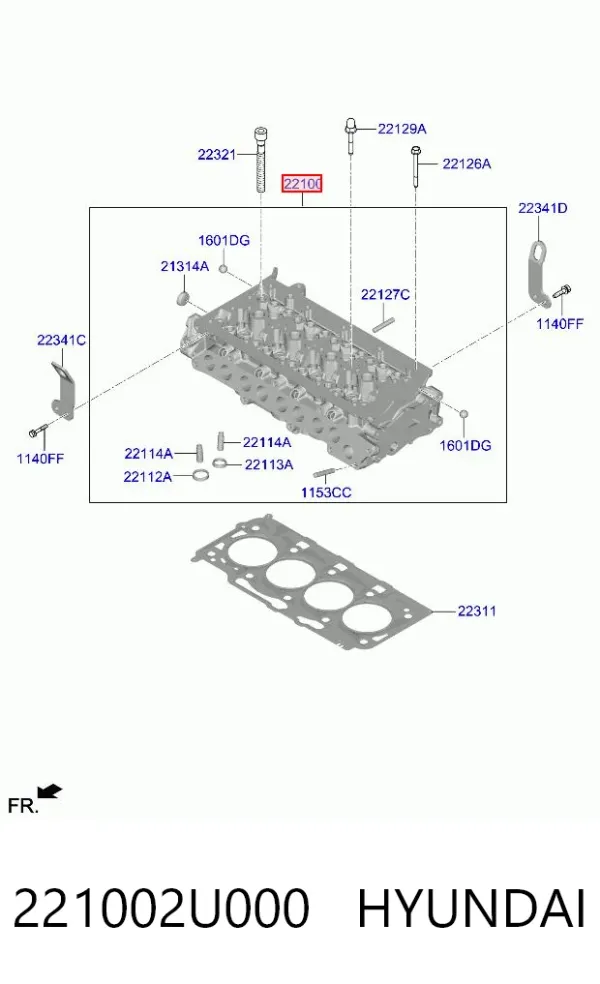 Głowica cylindrów 221002U000 Hyundai/Kia
