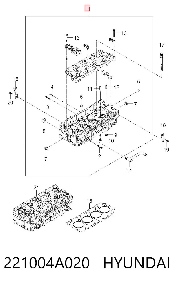 Głowica cylindrów 221004A020 Hyundai/Kia