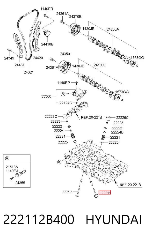 Zawór dolotowy/ssący 222112B400 Hyundai/Kia
