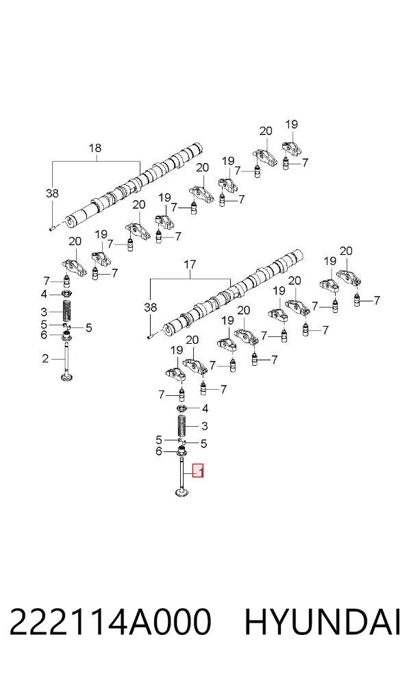 Zawór dolotowy/ssący 222114A000 Hyundai/Kia