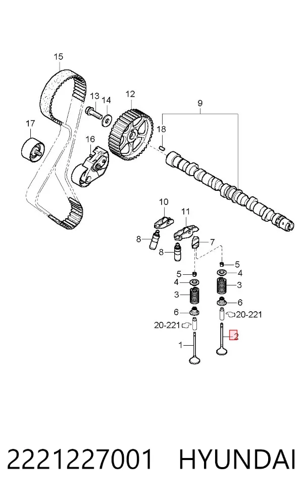 Zawór wydechowy 2221227001 Hyundai/Kia