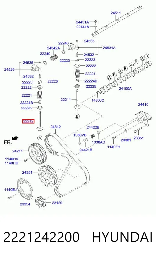 Zawór wydechowy 2221242200 Hyundai/Kia