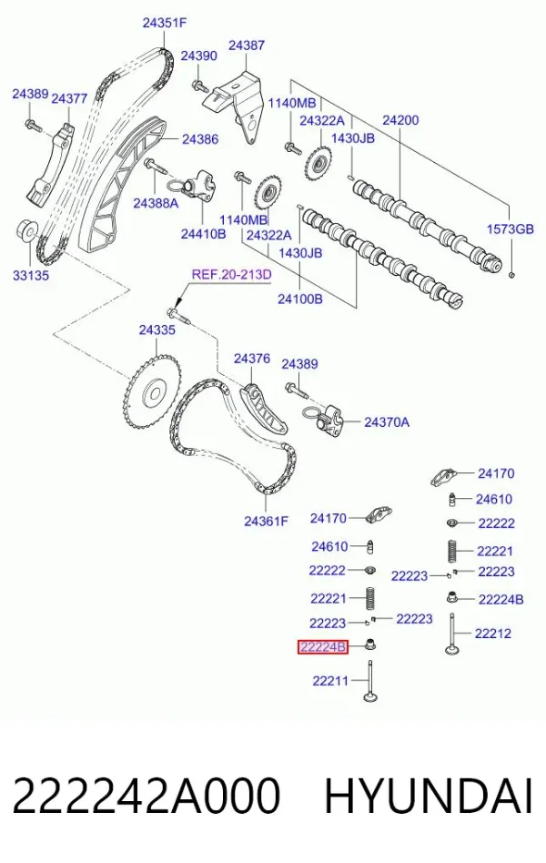 Uszczelniacz zaworu dolotowego/wylotowego 222242A000 Hyundai/Kia