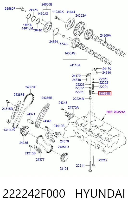 Uszczelniacz zaworu dolotowego/wylotowego 222242F000 Hyundai/Kia