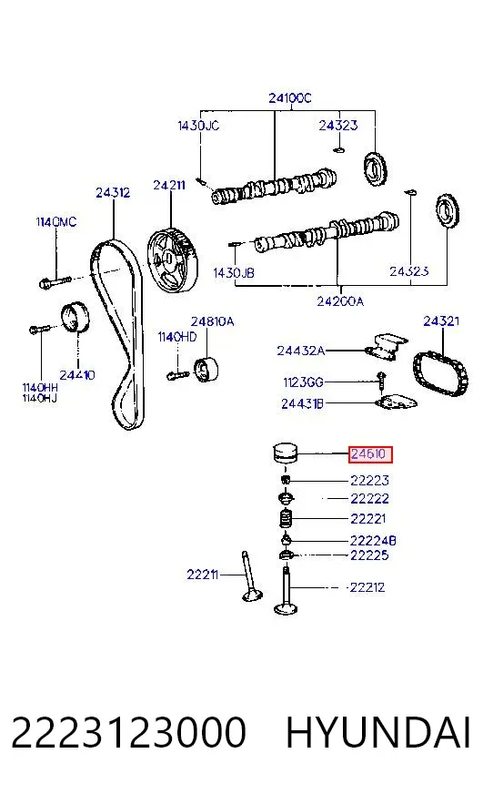 Kompensator hydrauliczny (popychacz hydrauliczny), popychacz zaworu 2223123000 Hyundai/Kia
