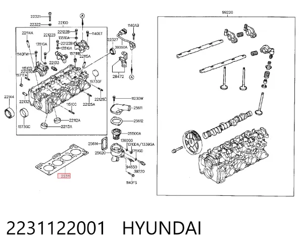 Uszczelka głowicy cylindrów 2231122001 Hyundai/Kia