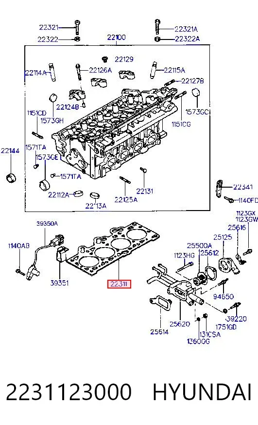 Uszczelka głowicy cylindrów 2231123000 Hyundai/Kia