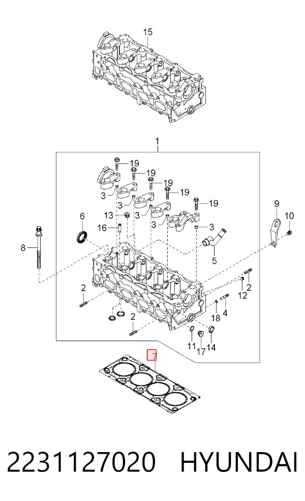 Uszczelka głowicy cylindrów 2231127020 Hyundai/Kia