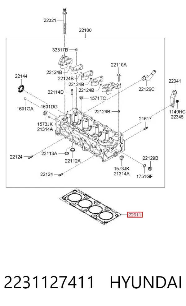 Uszczelka głowicy cylindrów 2231127411 Hyundai/Kia