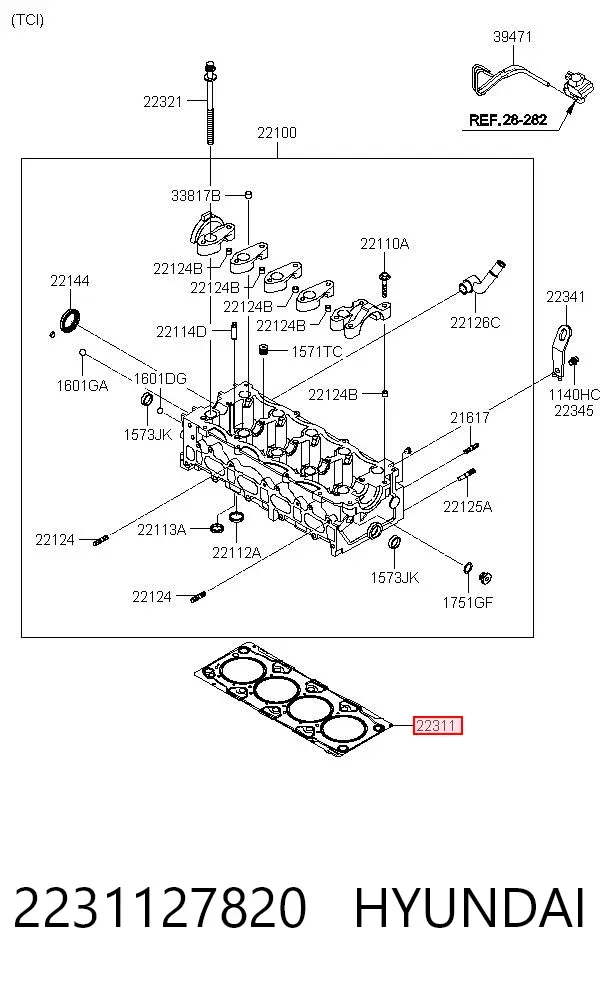 Uszczelka głowicy cylindrów 2231127820 Hyundai/Kia