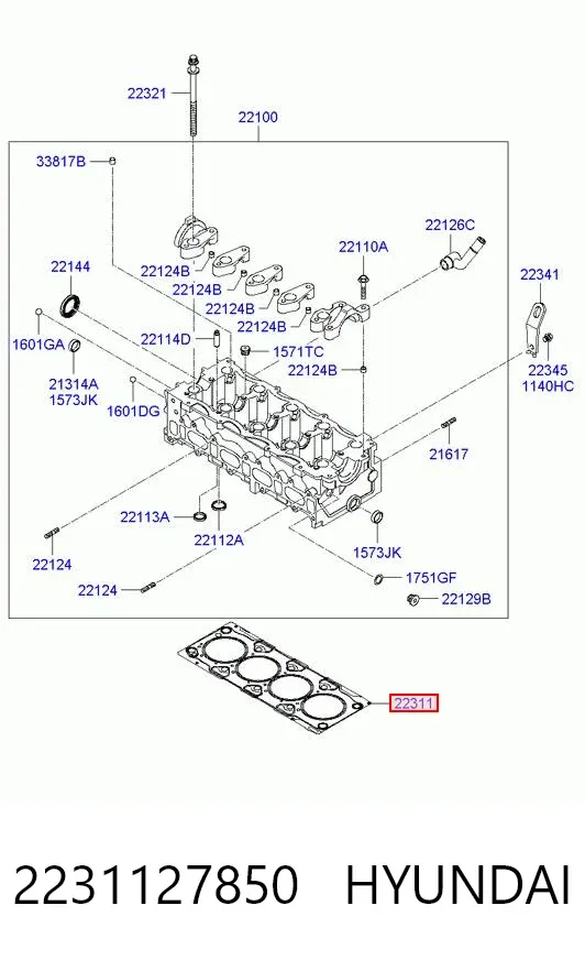 Uszczelka głowicy cylindrów 2231127850 Hyundai/Kia