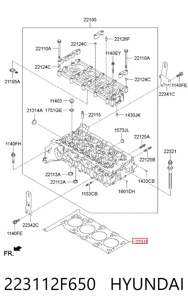 Uszczelka głowicy cylindrów 223112F650 Hyundai/Kia