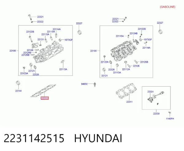 Uszczelka głowicy cylindrów 2231142515 Hyundai/Kia
