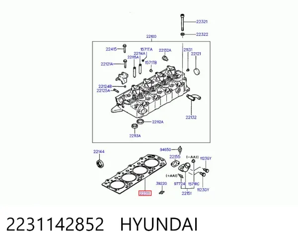 Uszczelka głowicy cylindrów 2231142852 Hyundai/Kia