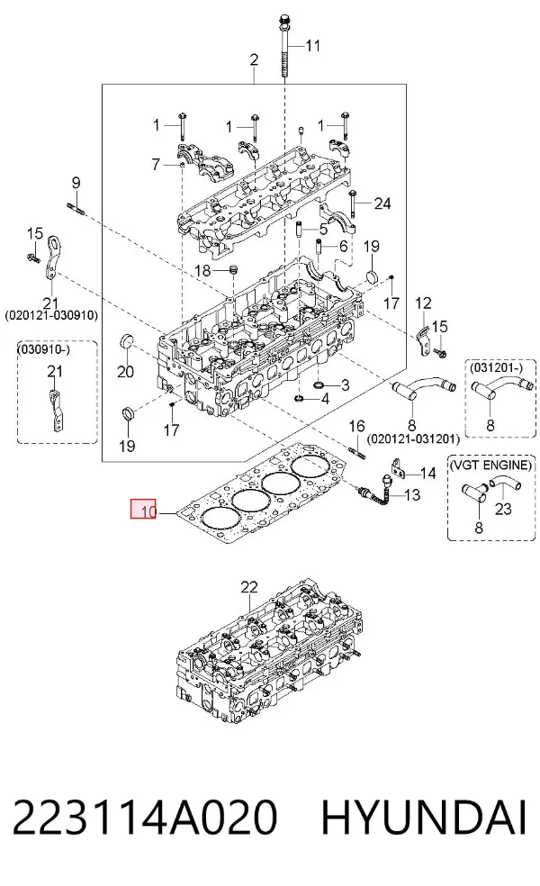 Uszczelka głowicy cylindrów 223114A020 Hyundai/Kia
