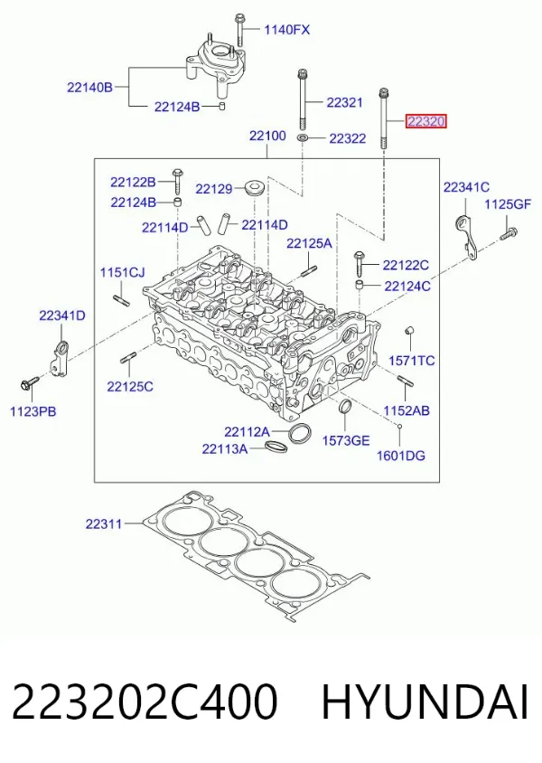 Śruba głowicy cylindrów 223202C400 Hyundai/Kia
