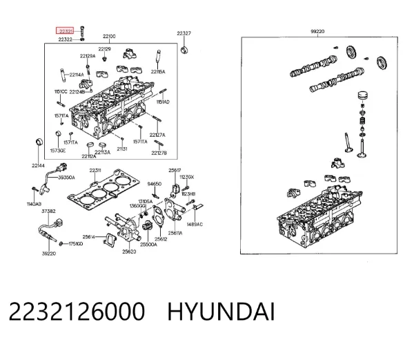 Śruba głowicy cylindrów 2232126000 Hyundai/Kia
