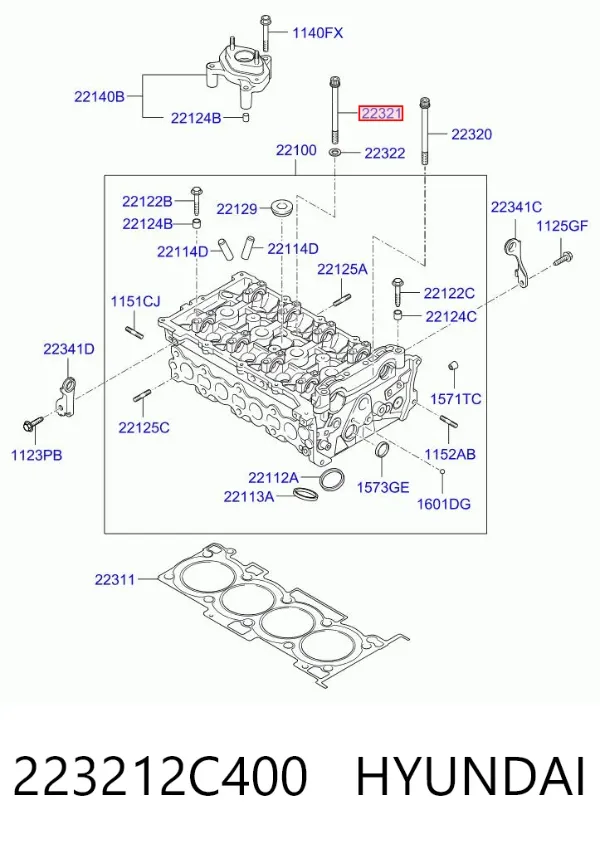 Śruba głowicy cylindrów 223212C400 Hyundai/Kia