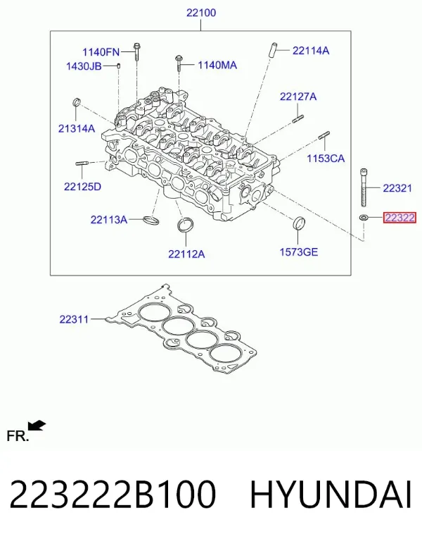 Śruba głowicy cylindrów 223222B100 Hyundai/Kia