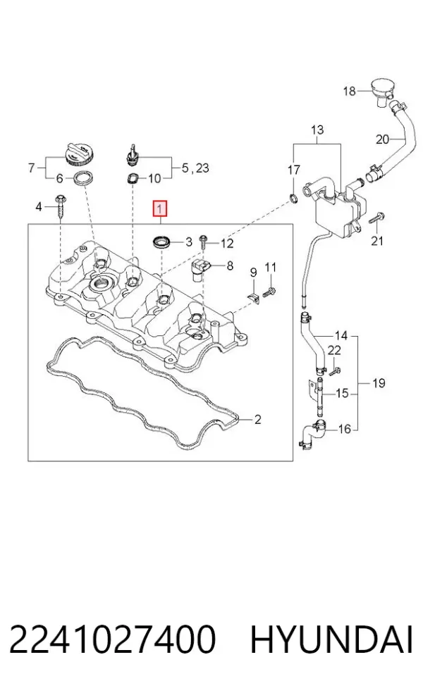 Pokrywa zaworowa 2241027400 Hyundai/Kia
