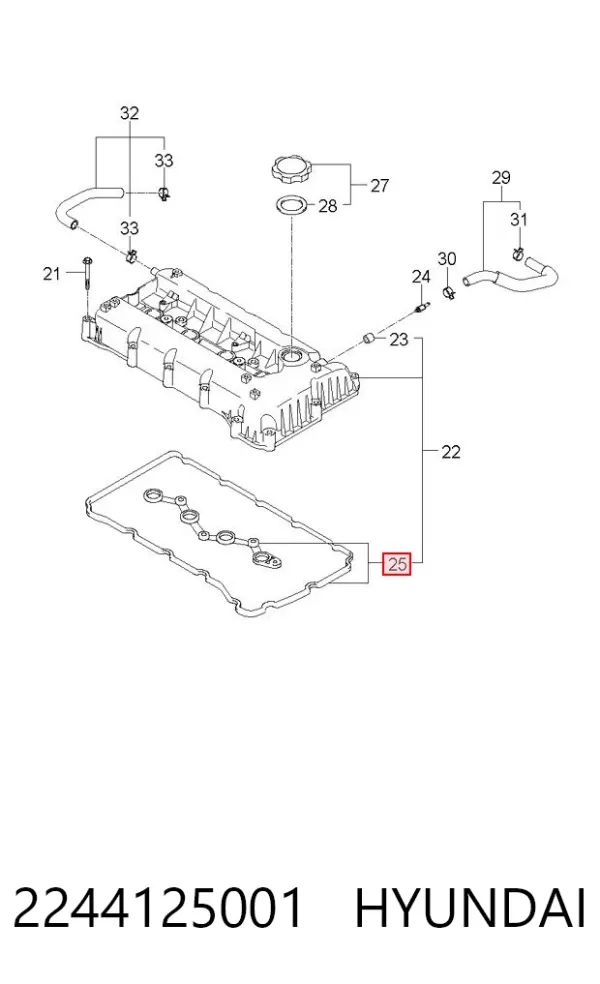 Uszczelka pokrywy zaworowej silnika, zestaw 2244125001 Hyundai/Kia