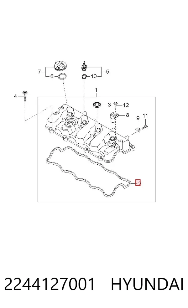 Uszczelka pokrywy zaworowej silnika 2244127001 Hyundai/Kia