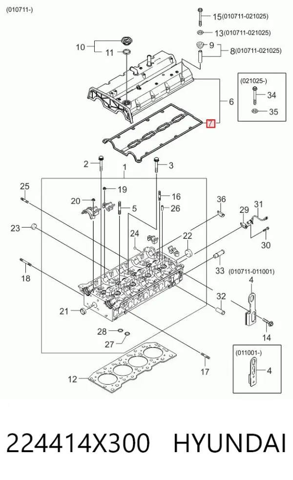 Uszczelka pokrywy zaworowej silnika 224414X300 Hyundai/Kia