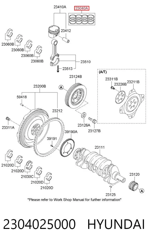 Zestaw pierścieni tłokowych do silnika, STD 2304025000 Hyundai/Kia