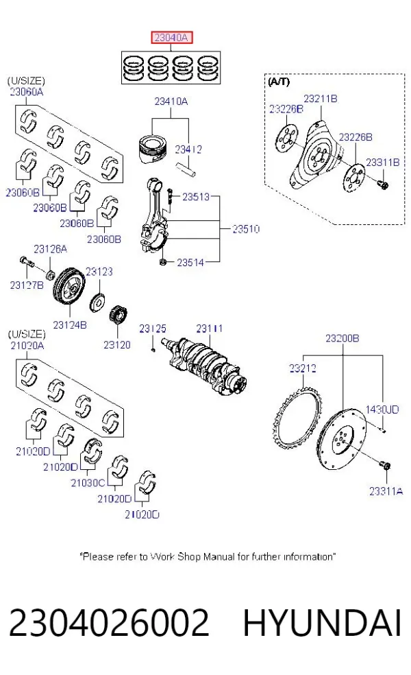 Zestaw pierścieni tłokowych do silnika, STD 2304026002 Hyundai/Kia