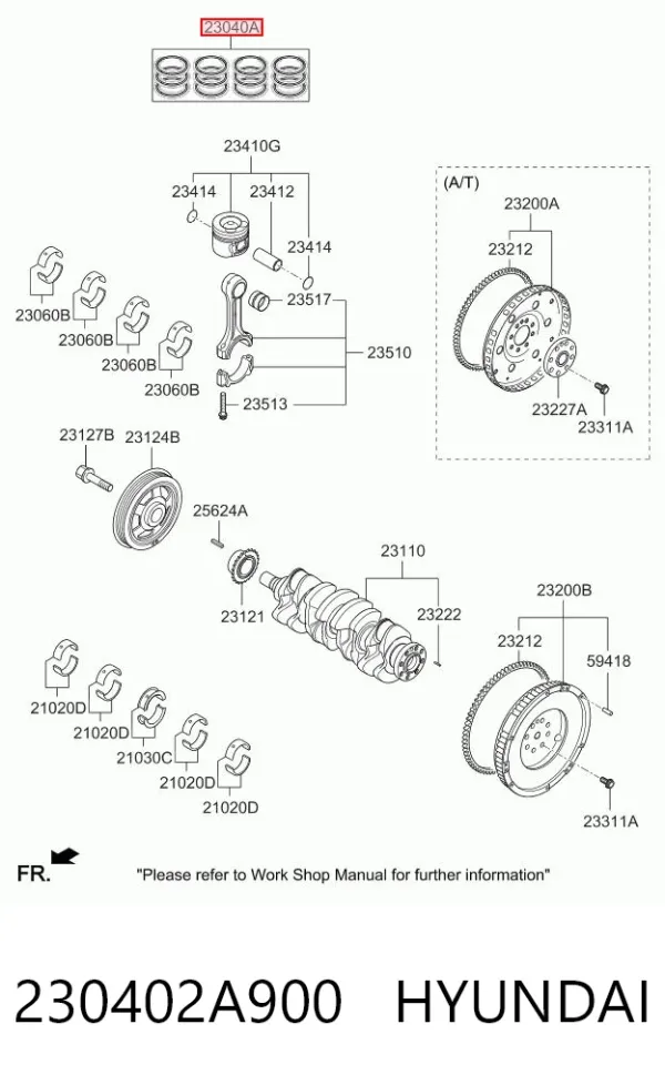 Zestaw pierścieni tłokowych do silnika, STD 230402A900 Hyundai/Kia