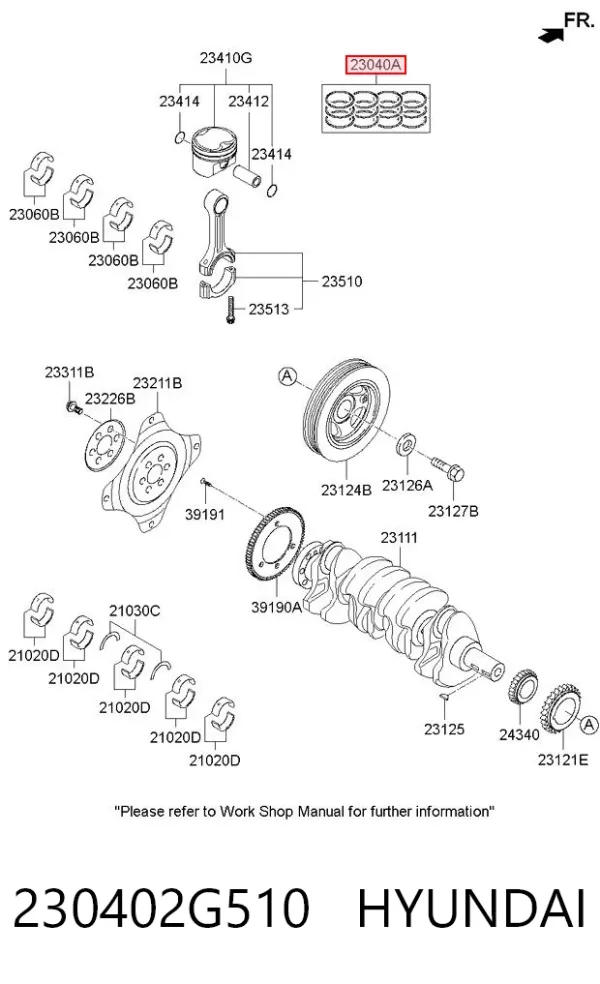 Zestaw pierścieni tłokowych do silnika, STD 230402G510 Hyundai/Kia