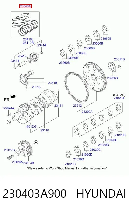 Zestaw pierścieni tłokowych do silnika, STD 230403A900 Hyundai/Kia