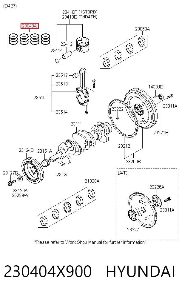 Zestaw pierścieni tłokowych do silnika, STD 230404X900 Hyundai/Kia