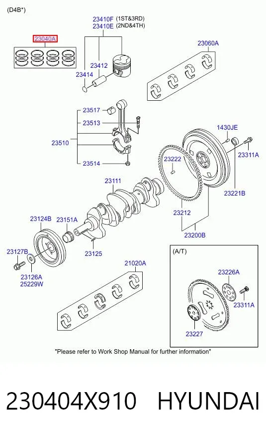 Zestaw pierścieni tłokowych do silnika, STD 230404X910 Hyundai/Kia