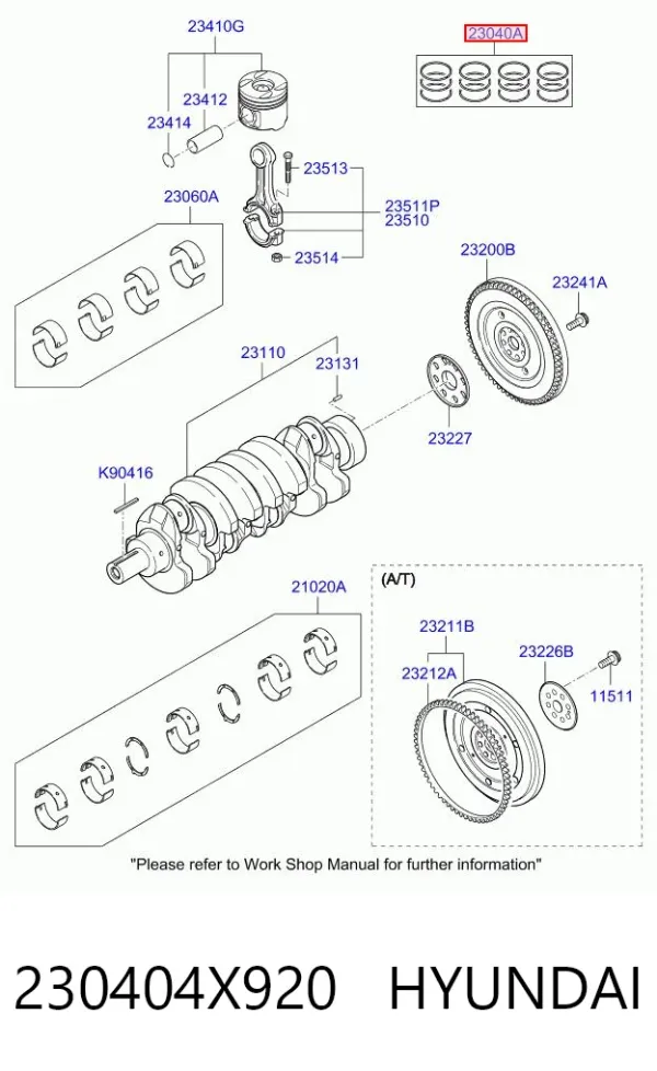 Zestaw pierścieni tłokowych do silnika, STD 230404X920 Hyundai/Kia