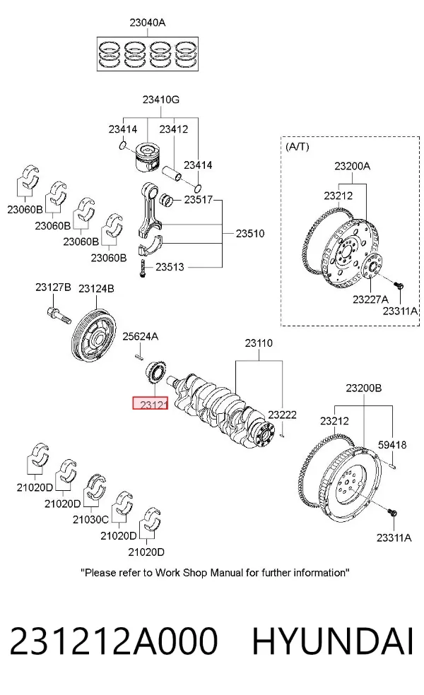 Koło zębate walcowe napędu wałka rozrządu 231212A000 Hyundai/Kia