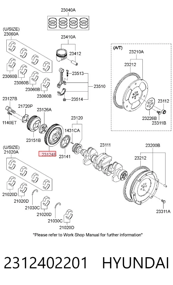 Koło pasowe wału korbowego 2312402201 Hyundai/Kia