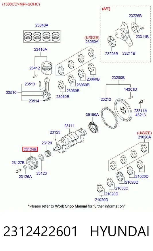 Koło pasowe wału korbowego 2312422601 Hyundai/Kia