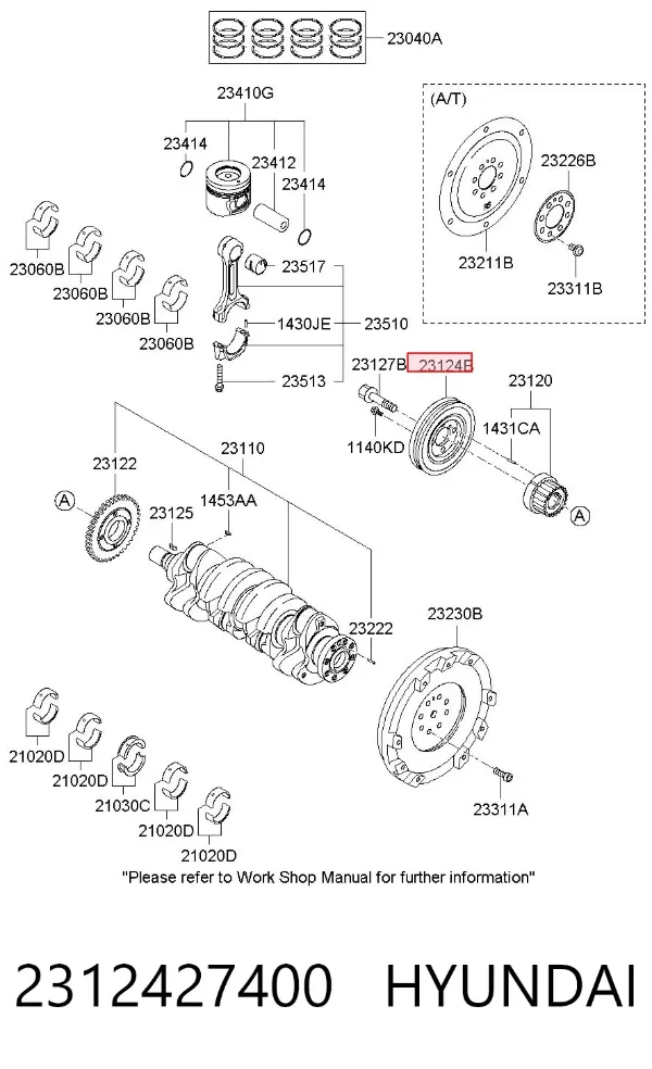 Koło pasowe wału korbowego 2312427400 Hyundai/Kia