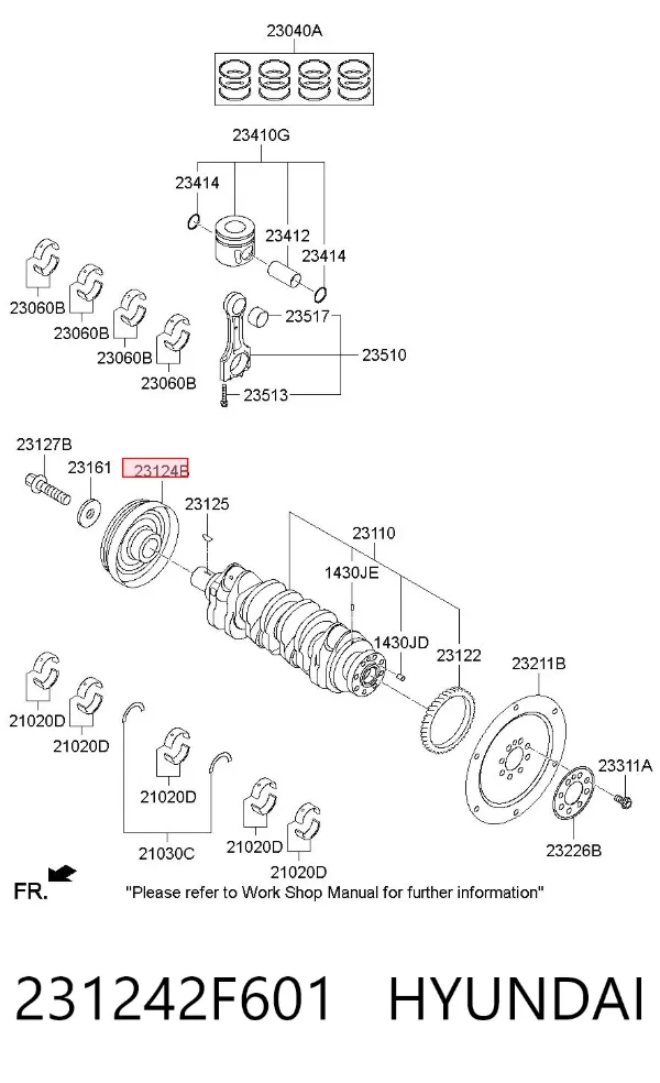 Koło pasowe wału korbowego 231242F601 Hyundai/Kia