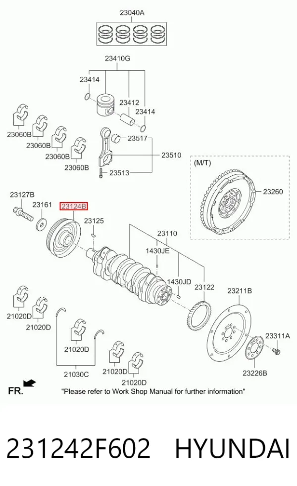 Koło pasowe wału korbowego 231242F602 Hyundai/Kia